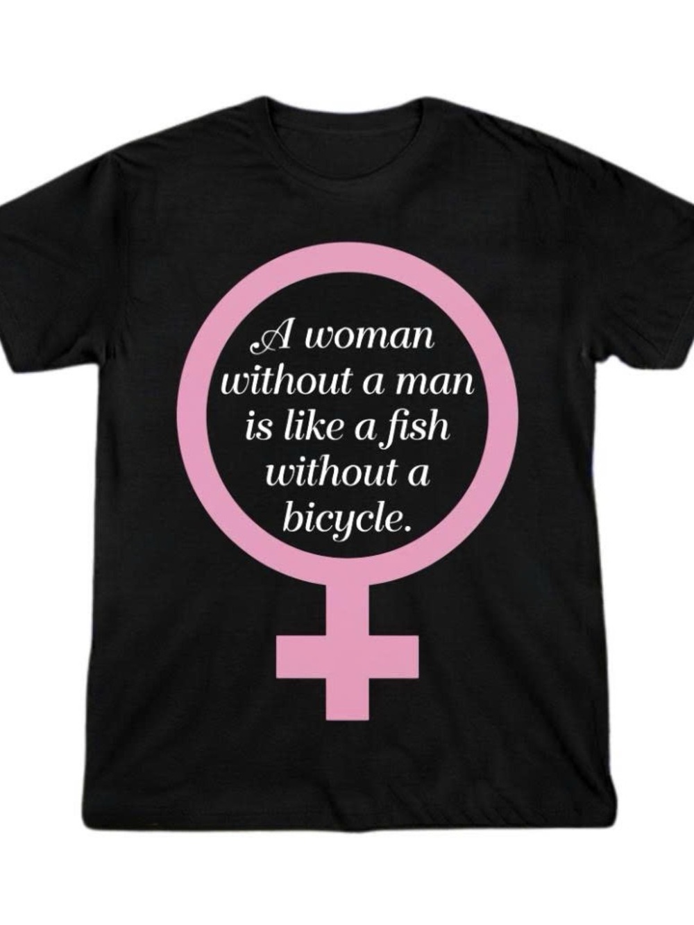 Quote Gloria Steinem Black Graphic Tee with Pink Feminist